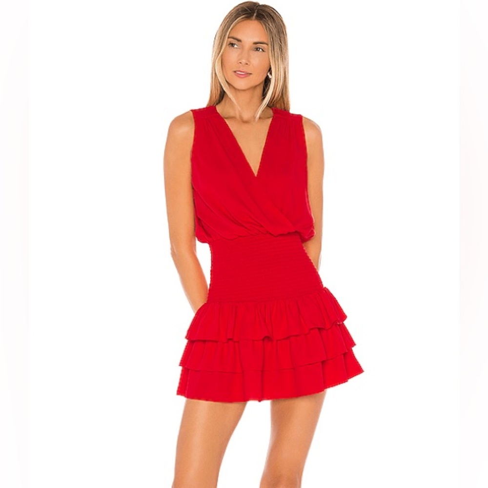 Amanda Uprichard Smocked Red Dress